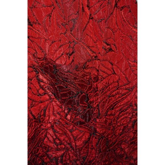 Chico’s Design Red Burnout Leaf Blouse Women’s L – Vintage 90s Semi Sheer Button - Picture 3 of 7